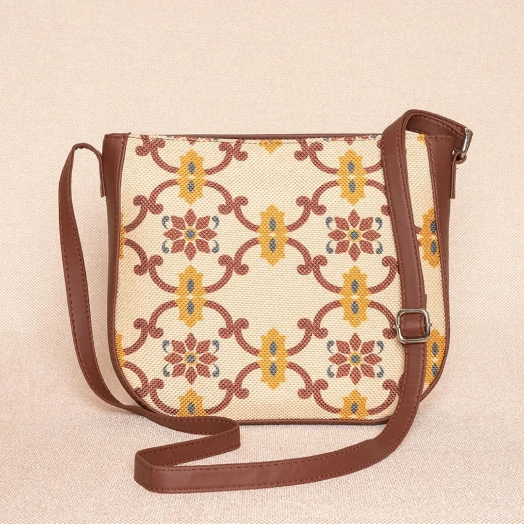 Chandra Mahal Raj Gadi Motif U-Shaped Sling Bag