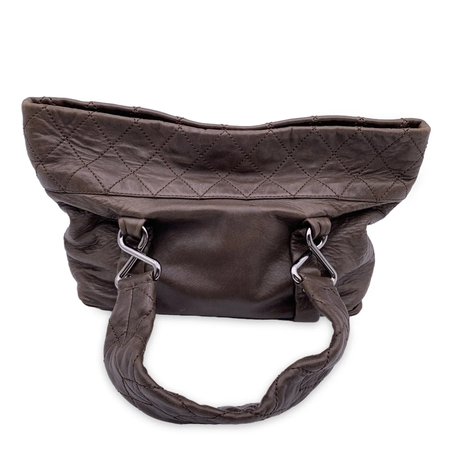 CHANEL Brown Leather Sticth Mademoiselle 8 Knots Tote Bag