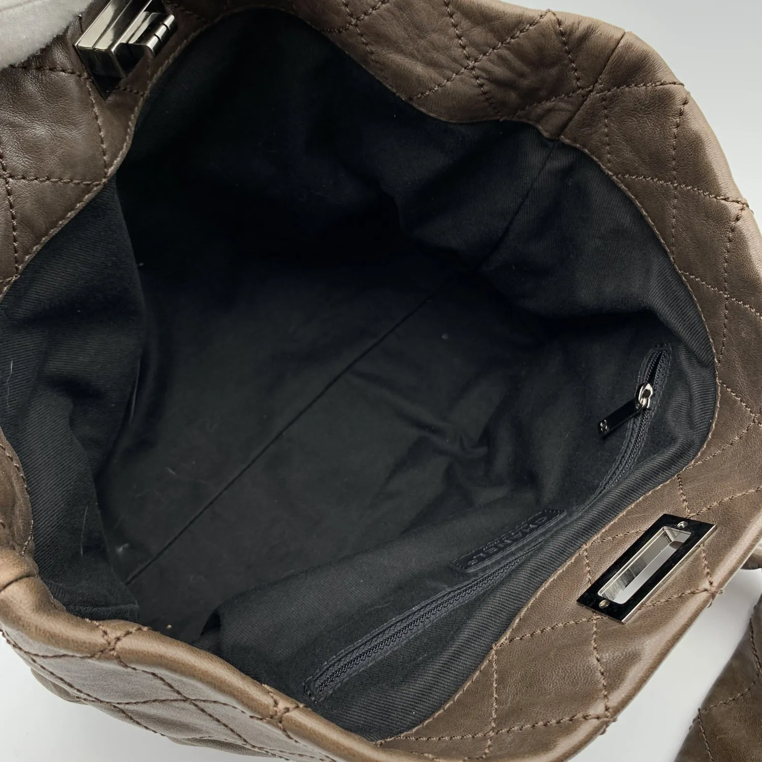 CHANEL Brown Leather Sticth Mademoiselle 8 Knots Tote Bag