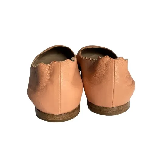 CHLOE Lauren Dusty Pink Scalloped Leather Ballet Flats, Size 38.5