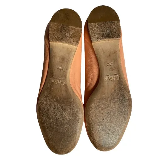 CHLOE Lauren Dusty Pink Scalloped Leather Ballet Flats, Size 38.5