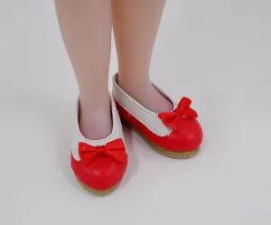 Collared Ballet Flats - Red & White