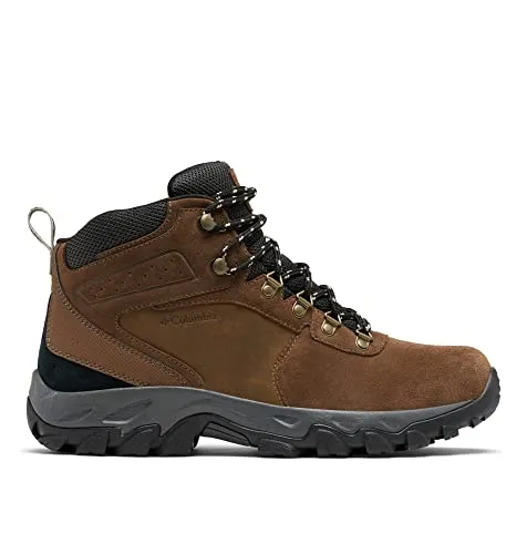 Columbia Men's Newton Ridge Plus II Suede Waterproof Hiking Shoe, Dark Grey/Gold Amber, 11