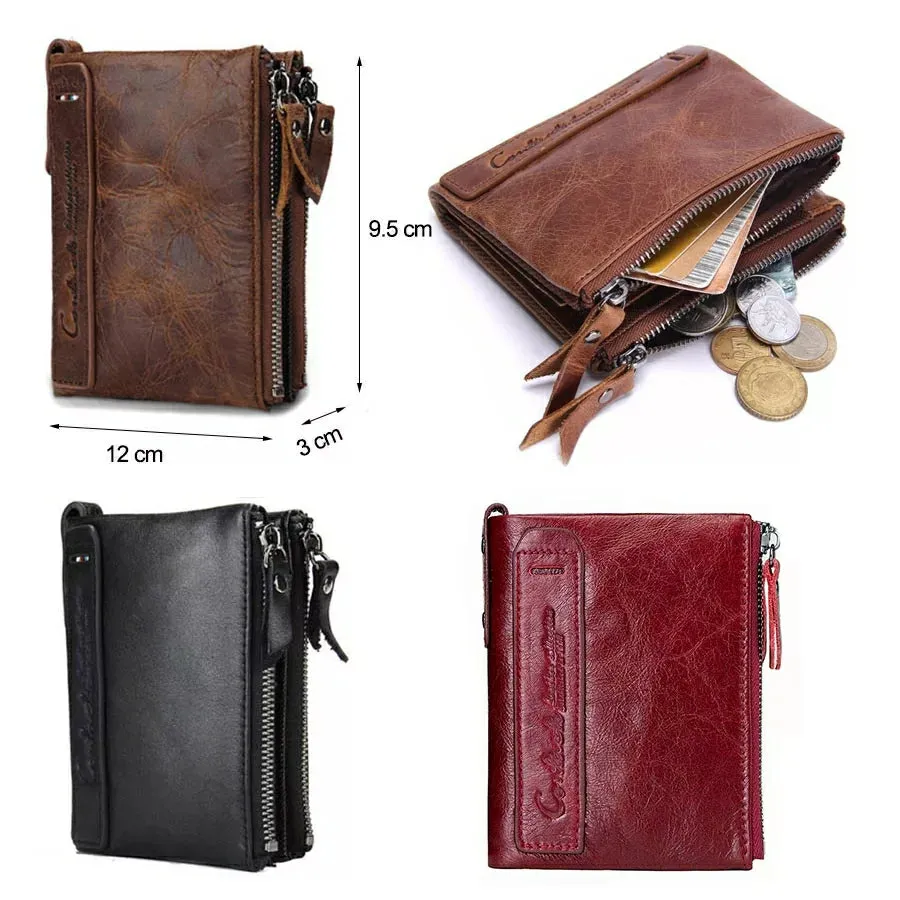 Contact's Vintage Crazy Horse Cowhide Genuine Leather Wallet  N0029