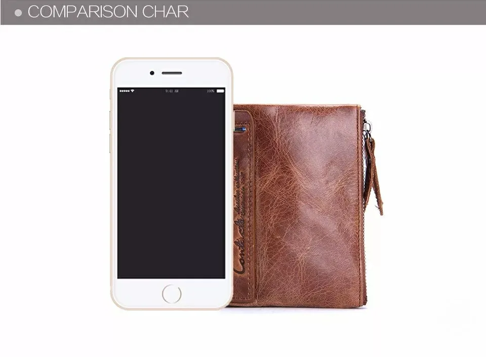 Contact's Vintage Crazy Horse Cowhide Genuine Leather Wallet  N0029