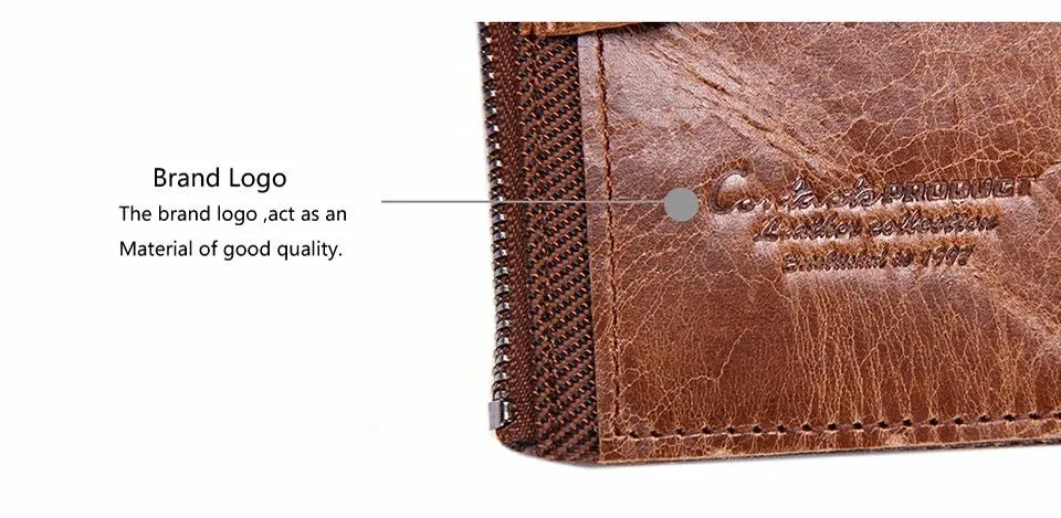 Contact's Vintage Crazy Horse Cowhide Genuine Leather Wallet  N0029