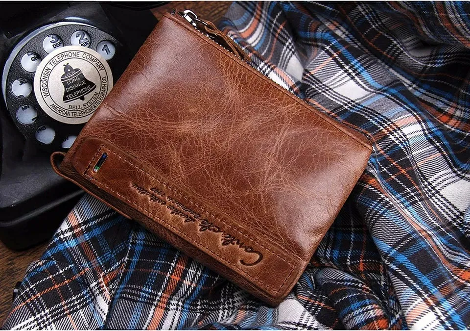 Contact's Vintage Crazy Horse Cowhide Genuine Leather Wallet  N0029