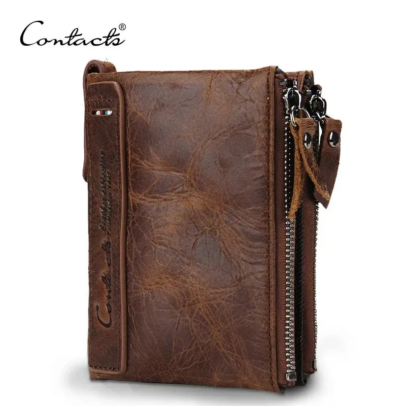 Contact's Vintage Crazy Horse Cowhide Genuine Leather Wallet  N0029