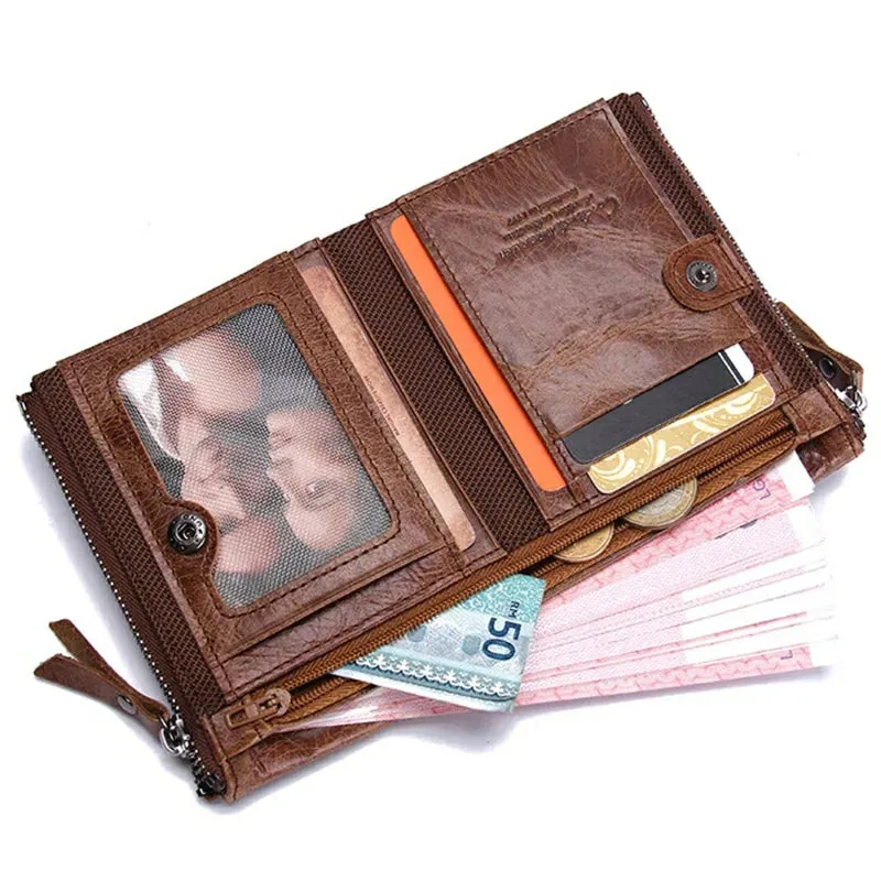 Contact's Vintage Crazy Horse Cowhide Genuine Leather Wallet  N0029