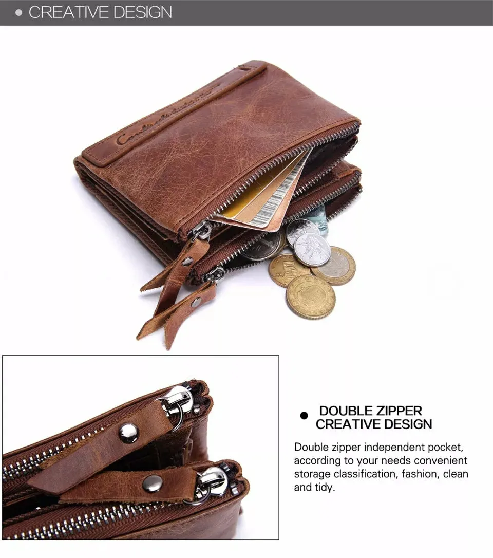 Contact's Vintage Crazy Horse Cowhide Genuine Leather Wallet  N0029