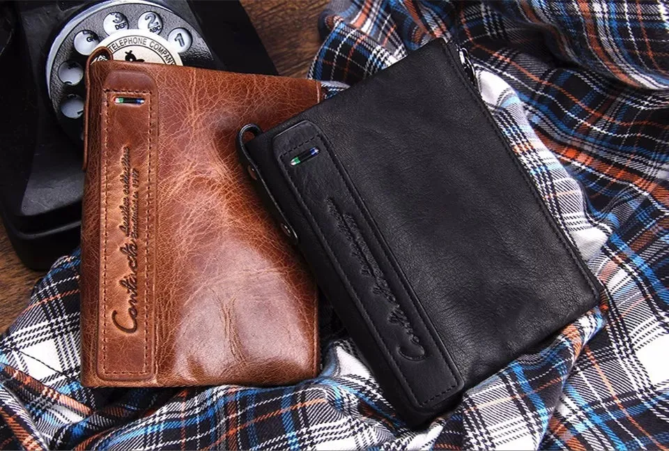 Contact's Vintage Crazy Horse Cowhide Genuine Leather Wallet  N0029