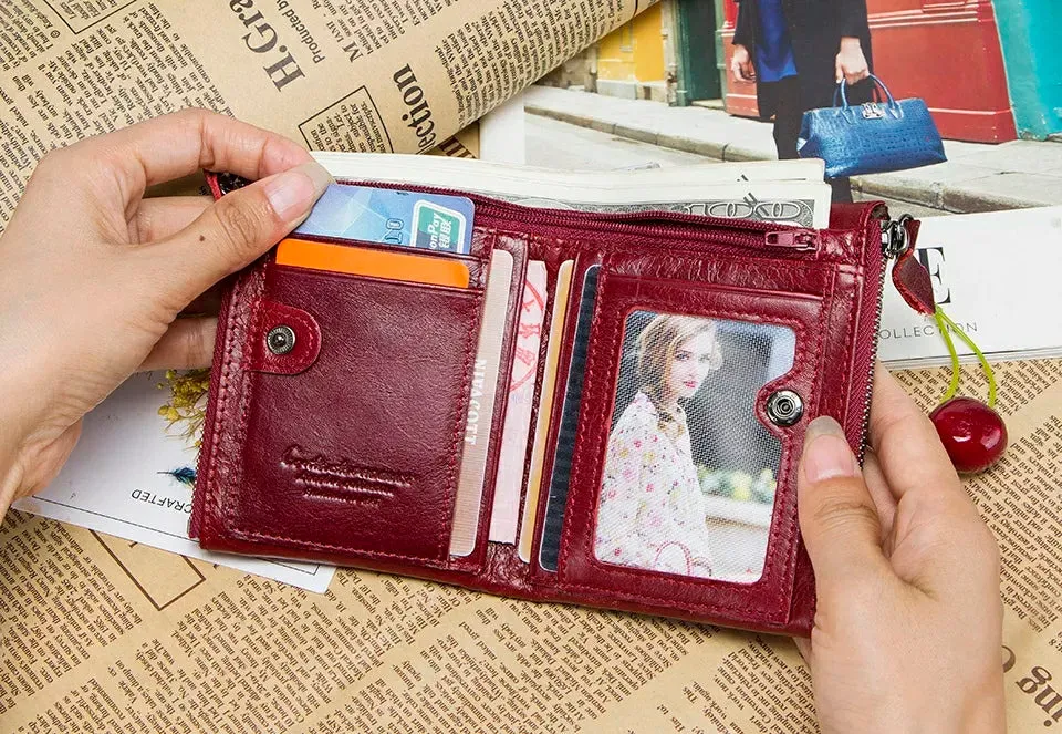 Contact's Vintage Crazy Horse Cowhide Genuine Leather Wallet  N0029