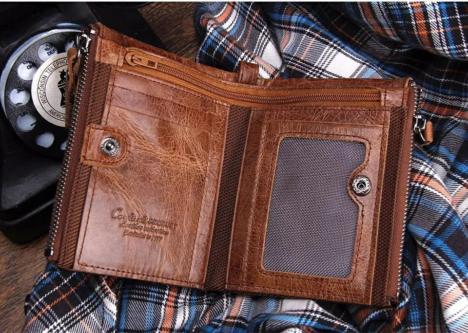 Contact's Vintage Crazy Horse Cowhide Genuine Leather Wallet  N0029