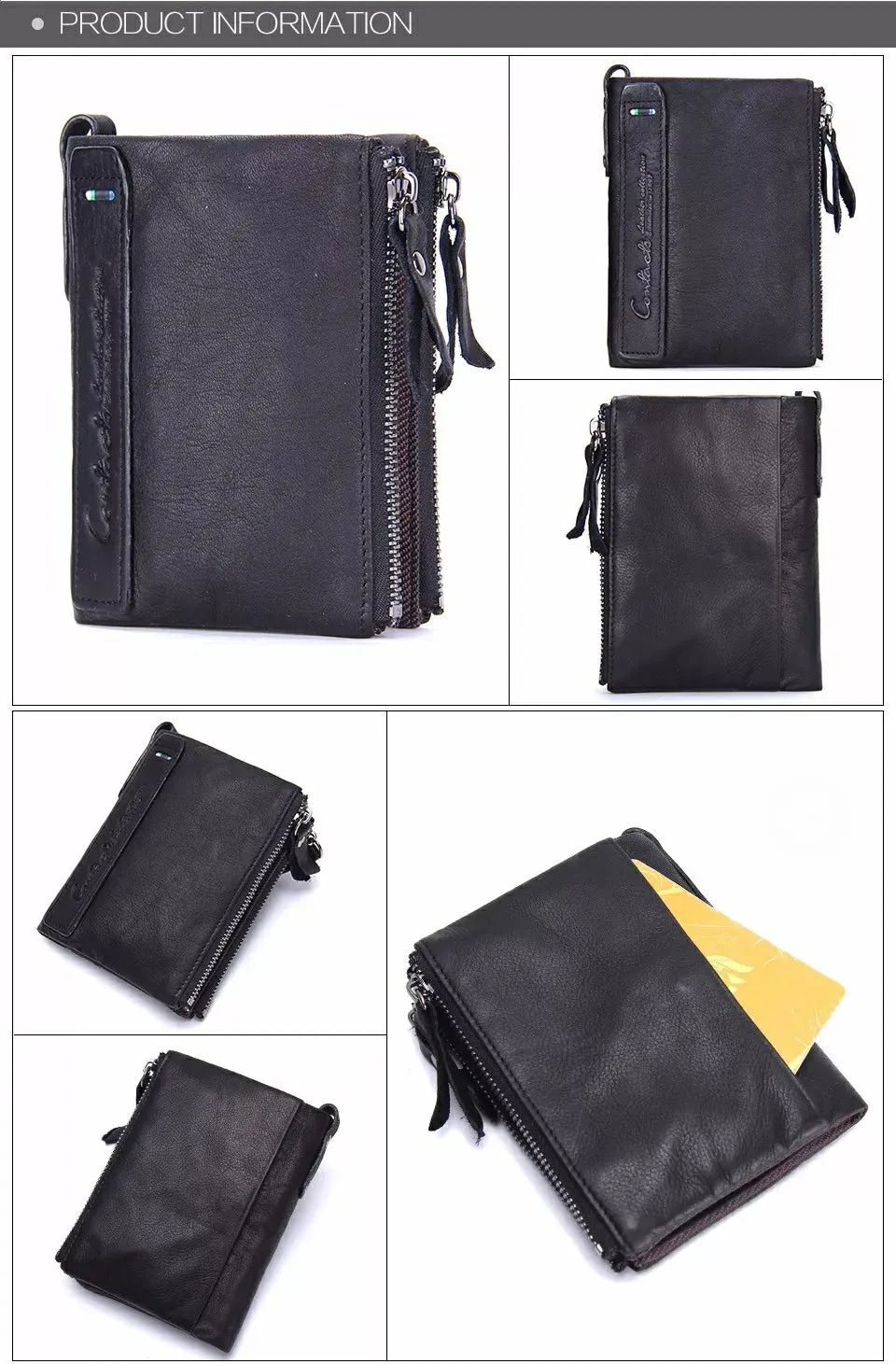 Contact's Vintage Crazy Horse Cowhide Genuine Leather Wallet  N0029