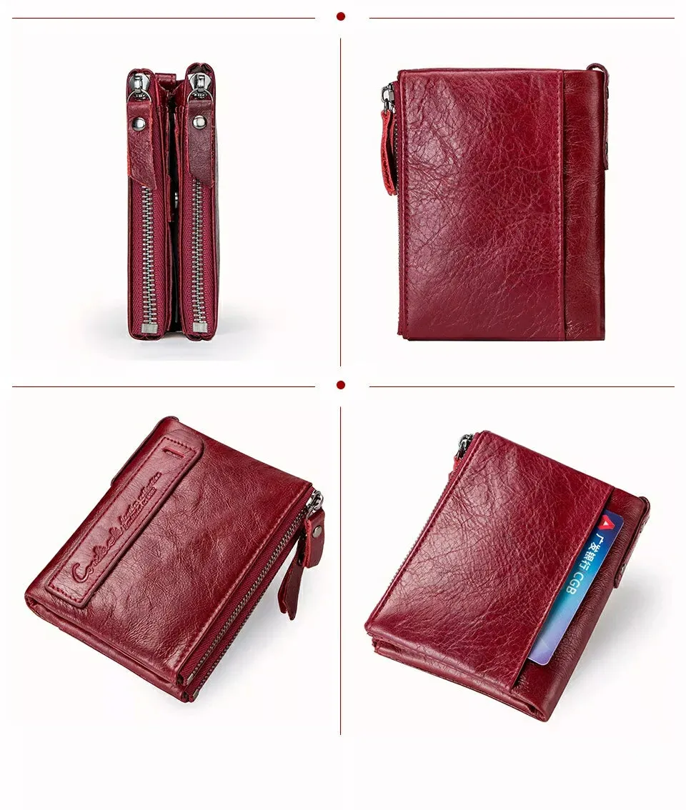Contact's Vintage Crazy Horse Cowhide Genuine Leather Wallet  N0029