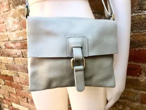 Cross body bag. BOHO grain leather bag in gray - BEIGE. Soft genuine grain leather. Crossover,boho  messenger bag . Taupe gray small purse