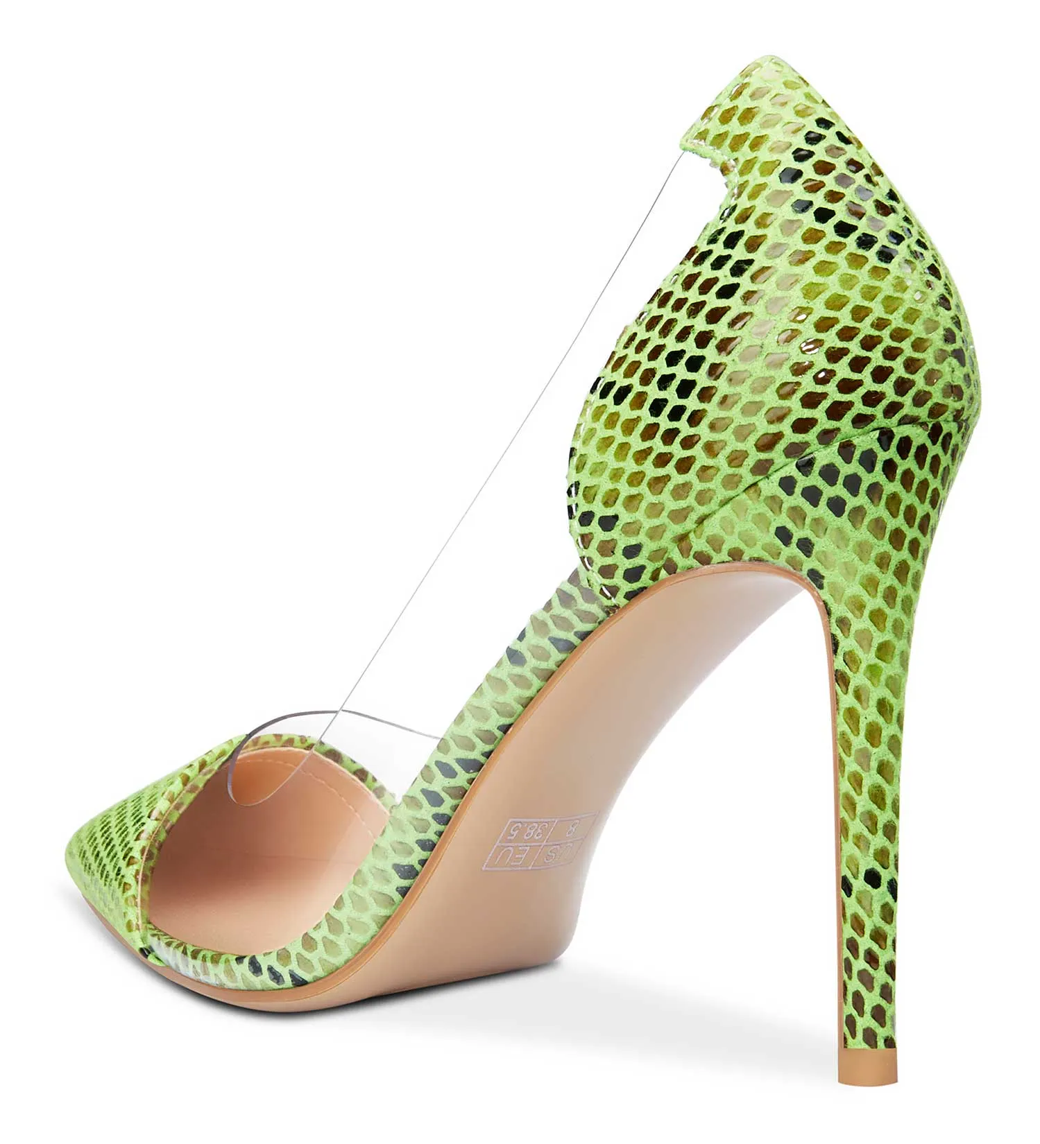 DearOnly Women's High Heels Transparent Clear Pumps Slip On Sexy Pointed Toe Stilettos 4" Inch Splicing Colorfull Heel