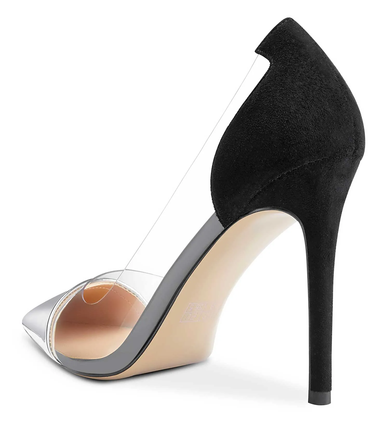 DearOnly Women's High Heels Transparent Clear Pumps Slip On Sexy Pointed Toe Stilettos 4" Inch Splicing Colorfull Heel