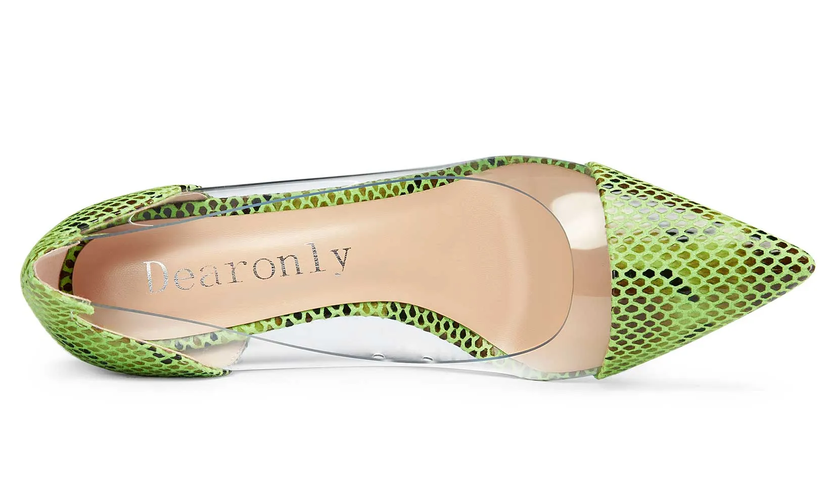 DearOnly Women's High Heels Transparent Clear Pumps Slip On Sexy Pointed Toe Stilettos 4" Inch Splicing Colorfull Heel