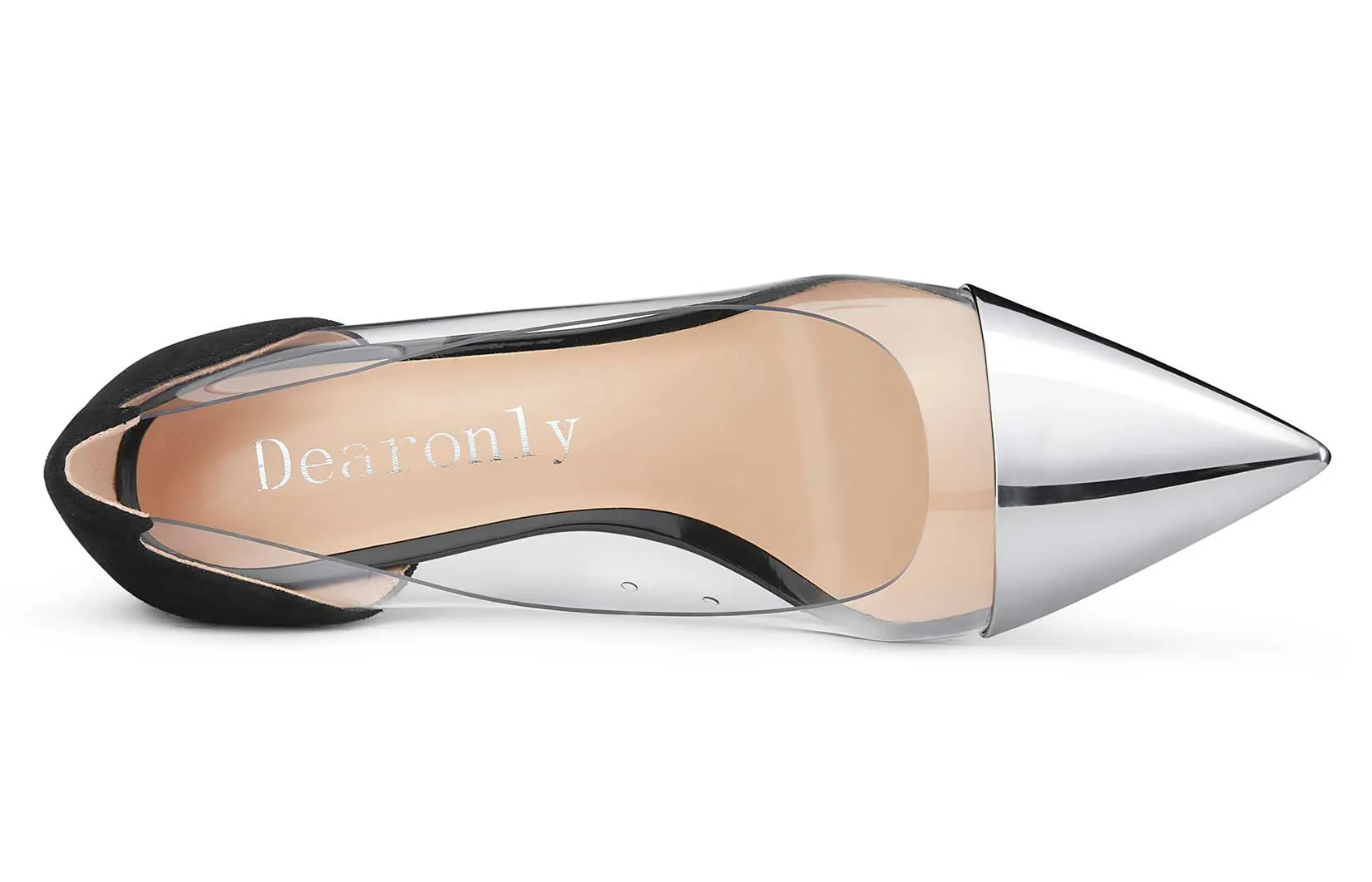 DearOnly Women's High Heels Transparent Clear Pumps Slip On Sexy Pointed Toe Stilettos 4" Inch Splicing Colorfull Heel