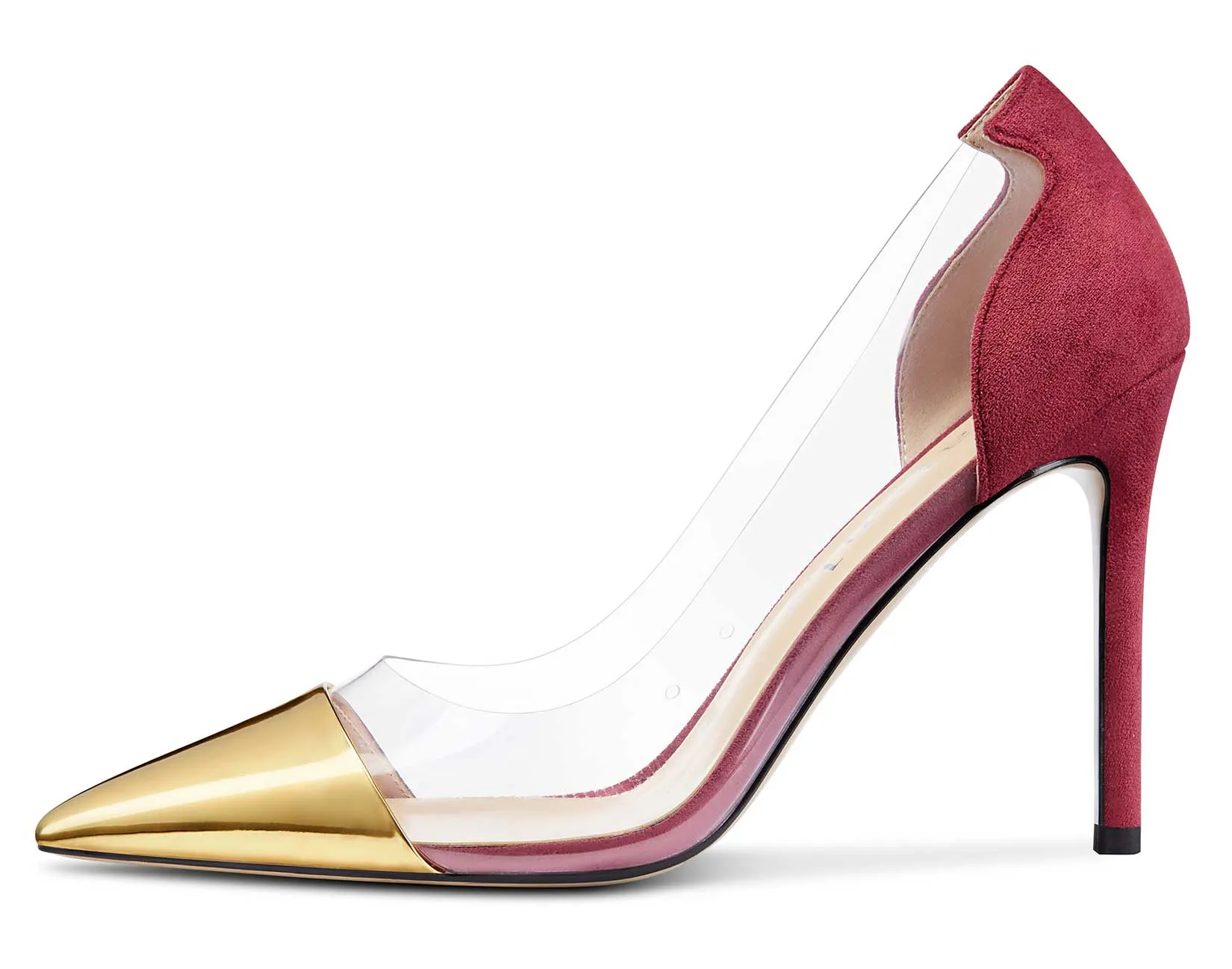DearOnly Women's High Heels Transparent Clear Pumps Slip On Sexy Pointed Toe Stilettos 4" Inch Splicing Colorfull Heel