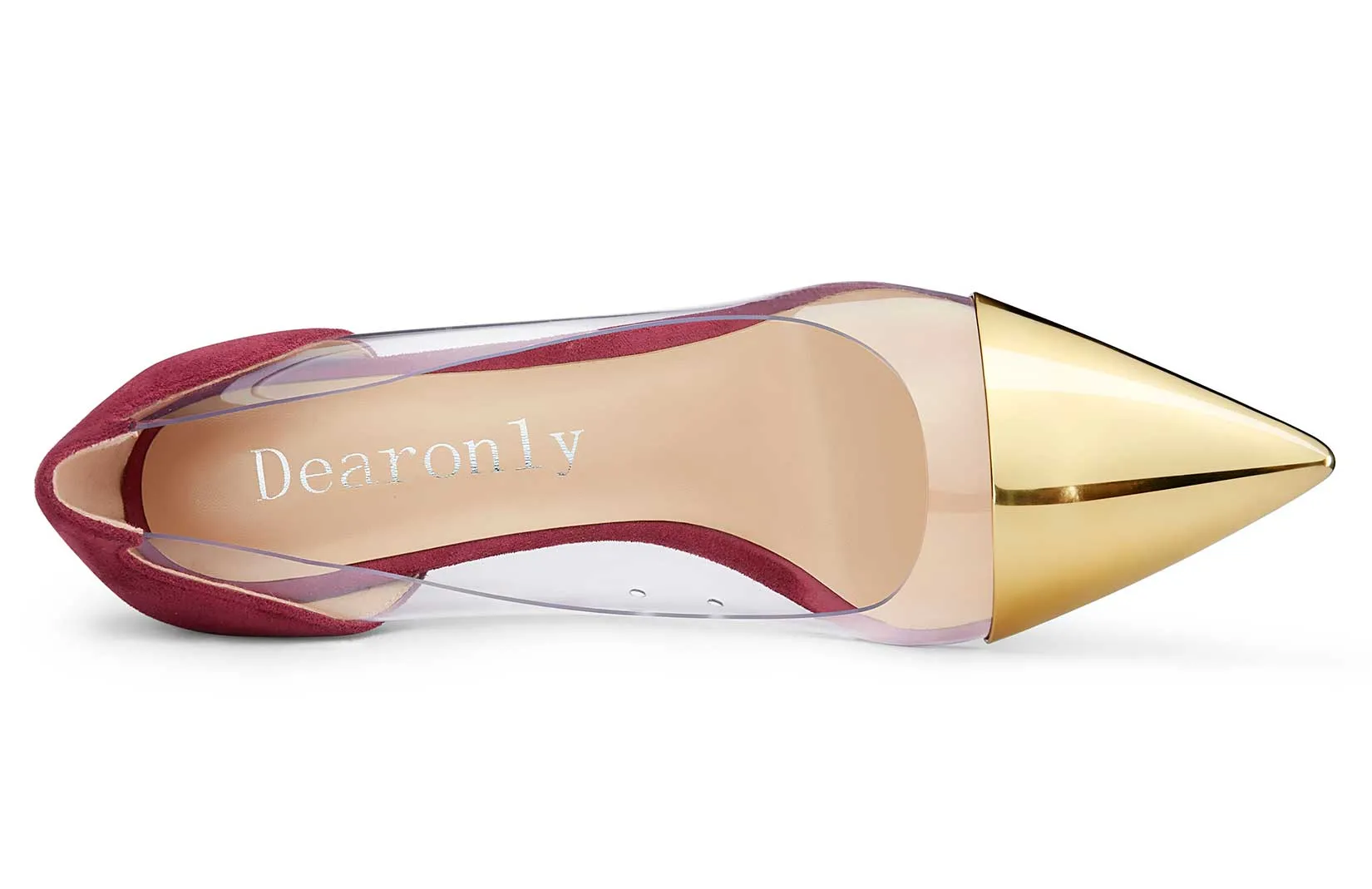 DearOnly Women's High Heels Transparent Clear Pumps Slip On Sexy Pointed Toe Stilettos 4" Inch Splicing Colorfull Heel
