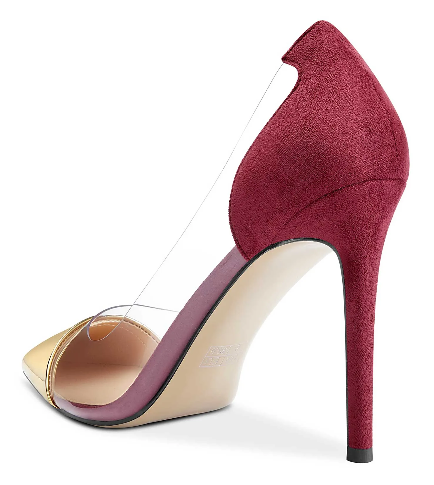 DearOnly Women's High Heels Transparent Clear Pumps Slip On Sexy Pointed Toe Stilettos 4" Inch Splicing Colorfull Heel