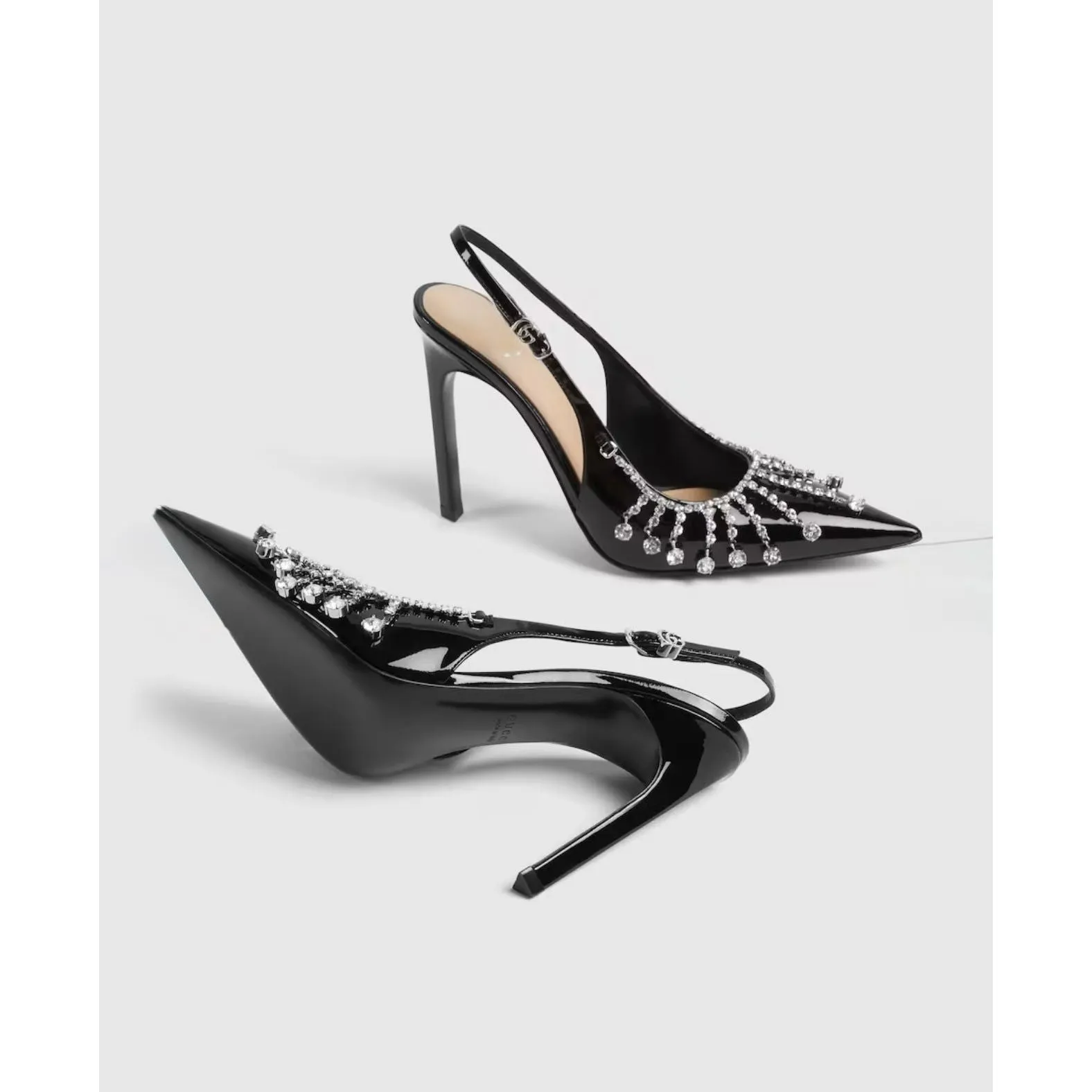 Diamond Embellishment Stiletto Pointed-Toe Shoes.