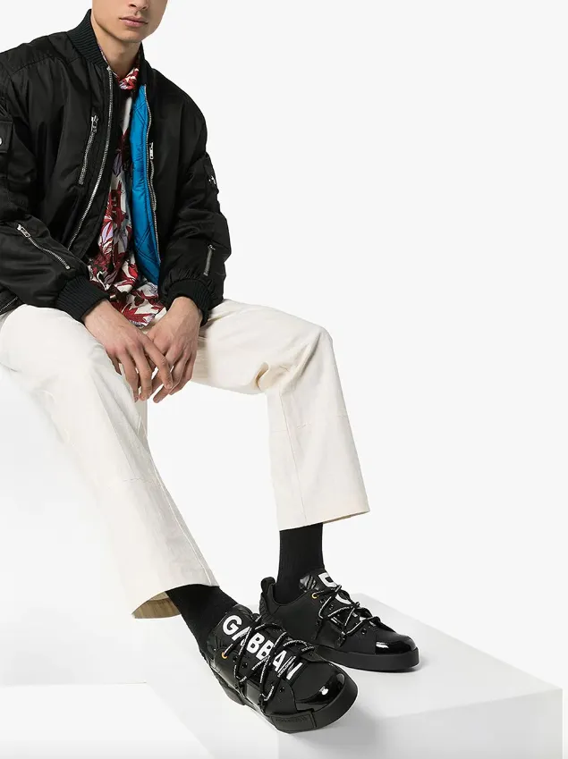 Dolce & Gabbana Portofino sneakers in calfskin and patent leather