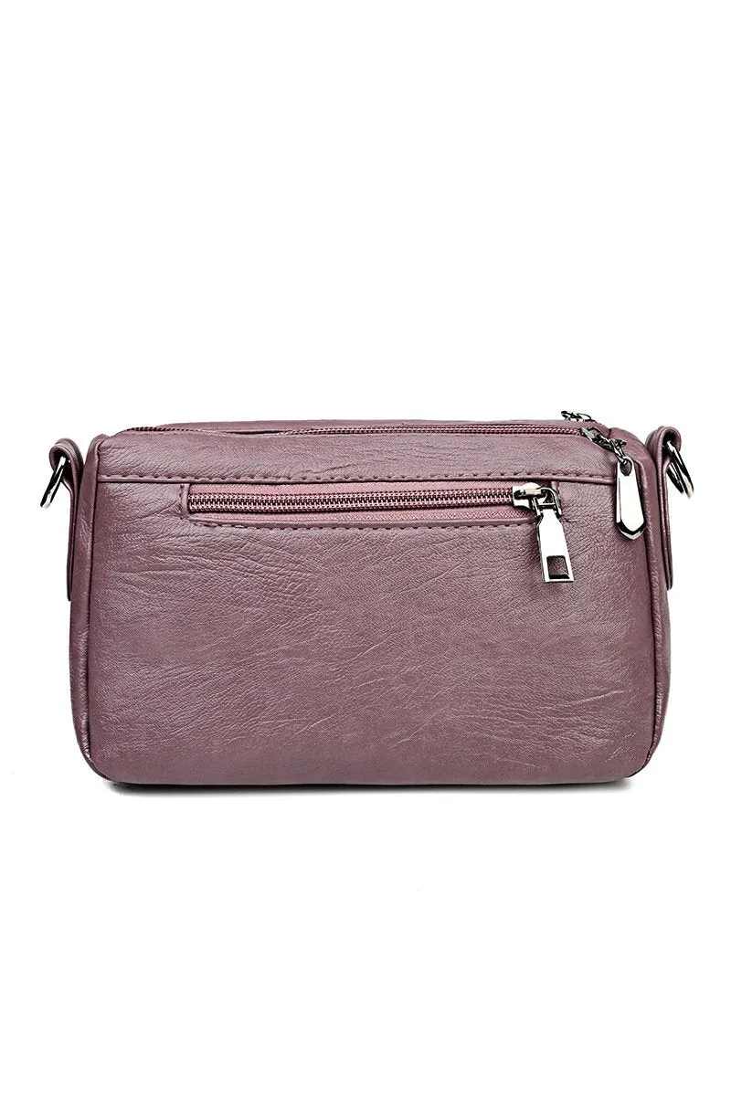 DOUBLE LAYER SOFT LEATHER SHOULDER BAG