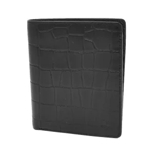 DR423 Men's Real Leather Croc Print Rfid Wallet Black