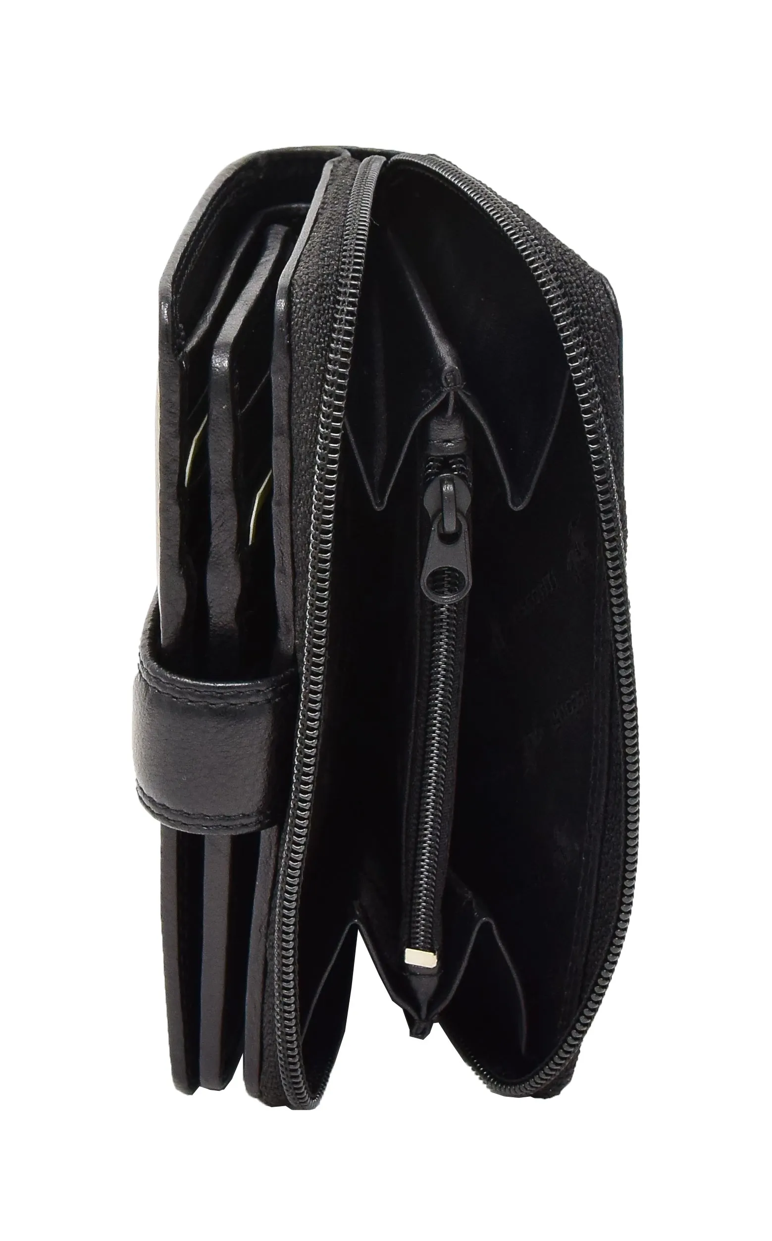 DR427 Women's Leather Booklet Style Purse Black