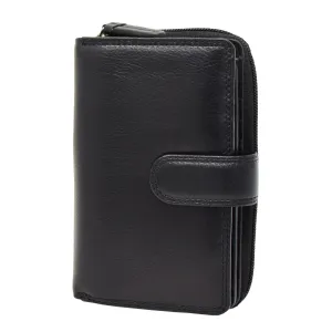 DR427 Women's Leather Booklet Style Purse Black