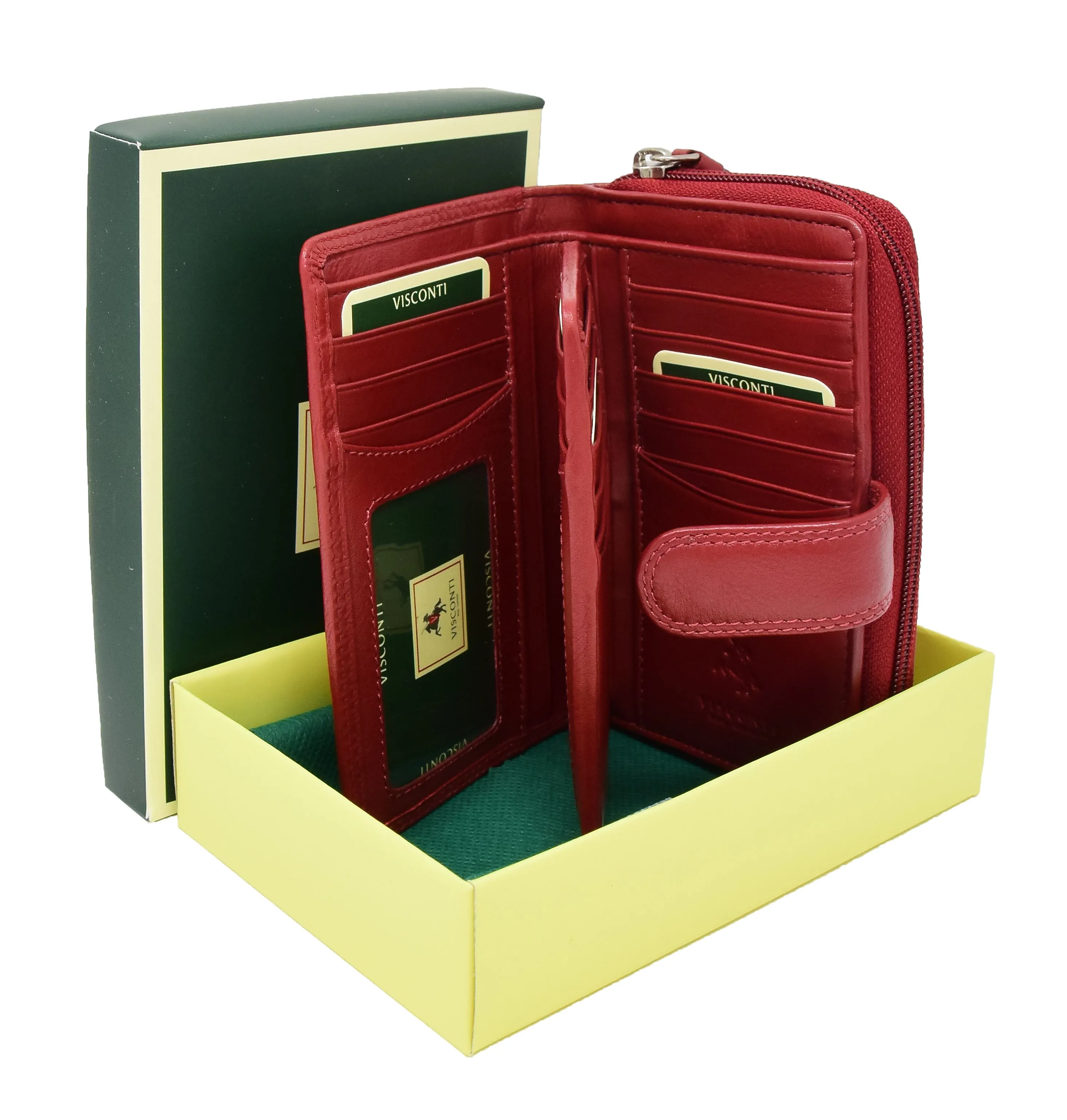 DR427 Women's Leather Booklet Style Purse Red