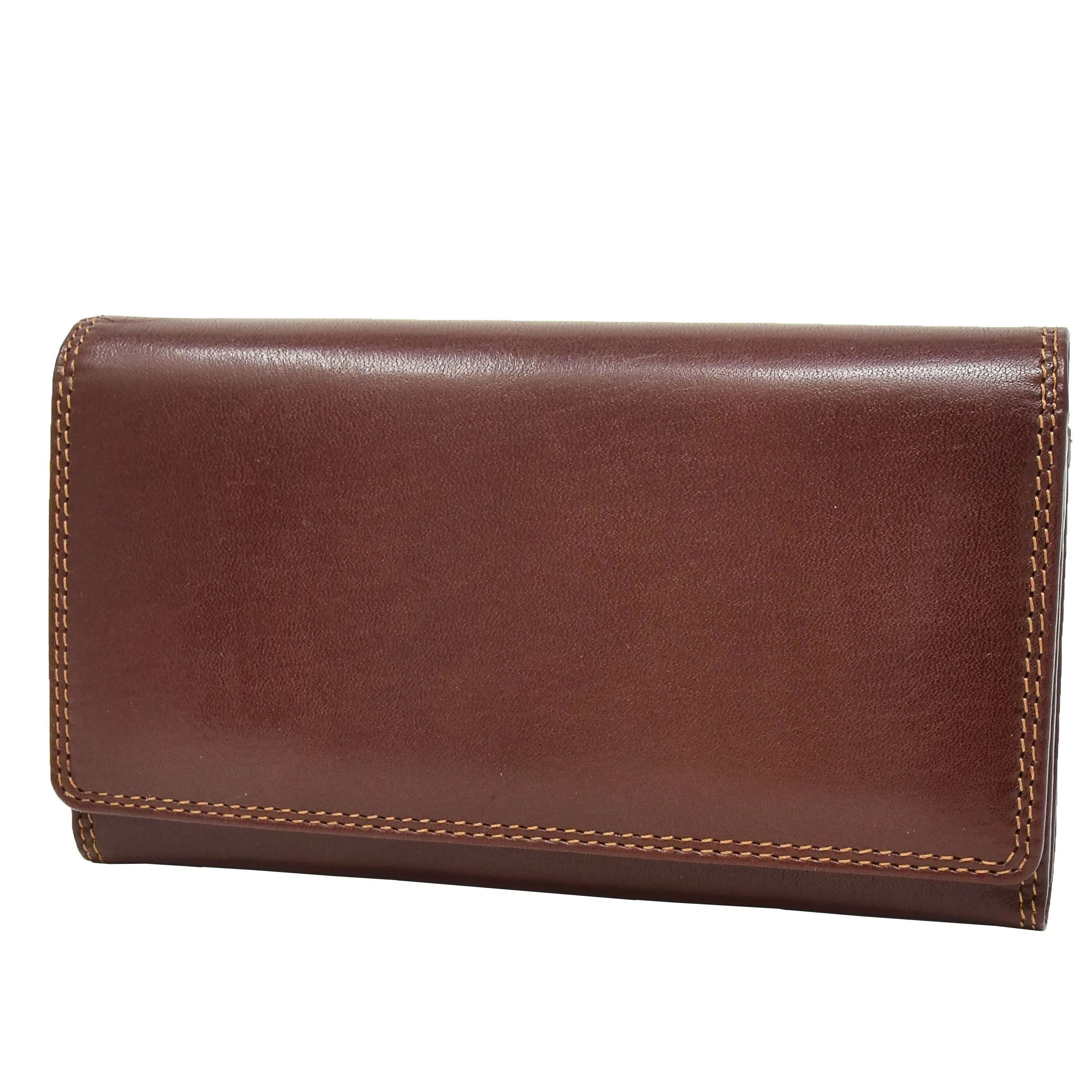 DR432 Women's Envelope Style Leather Purse Brown