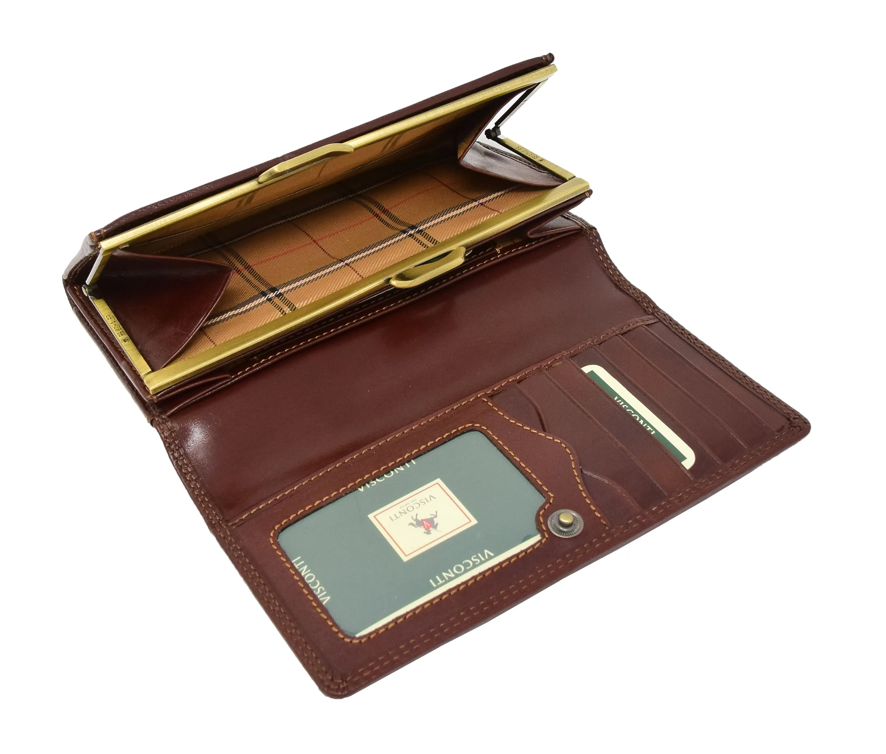 DR432 Women's Envelope Style Leather Purse Brown