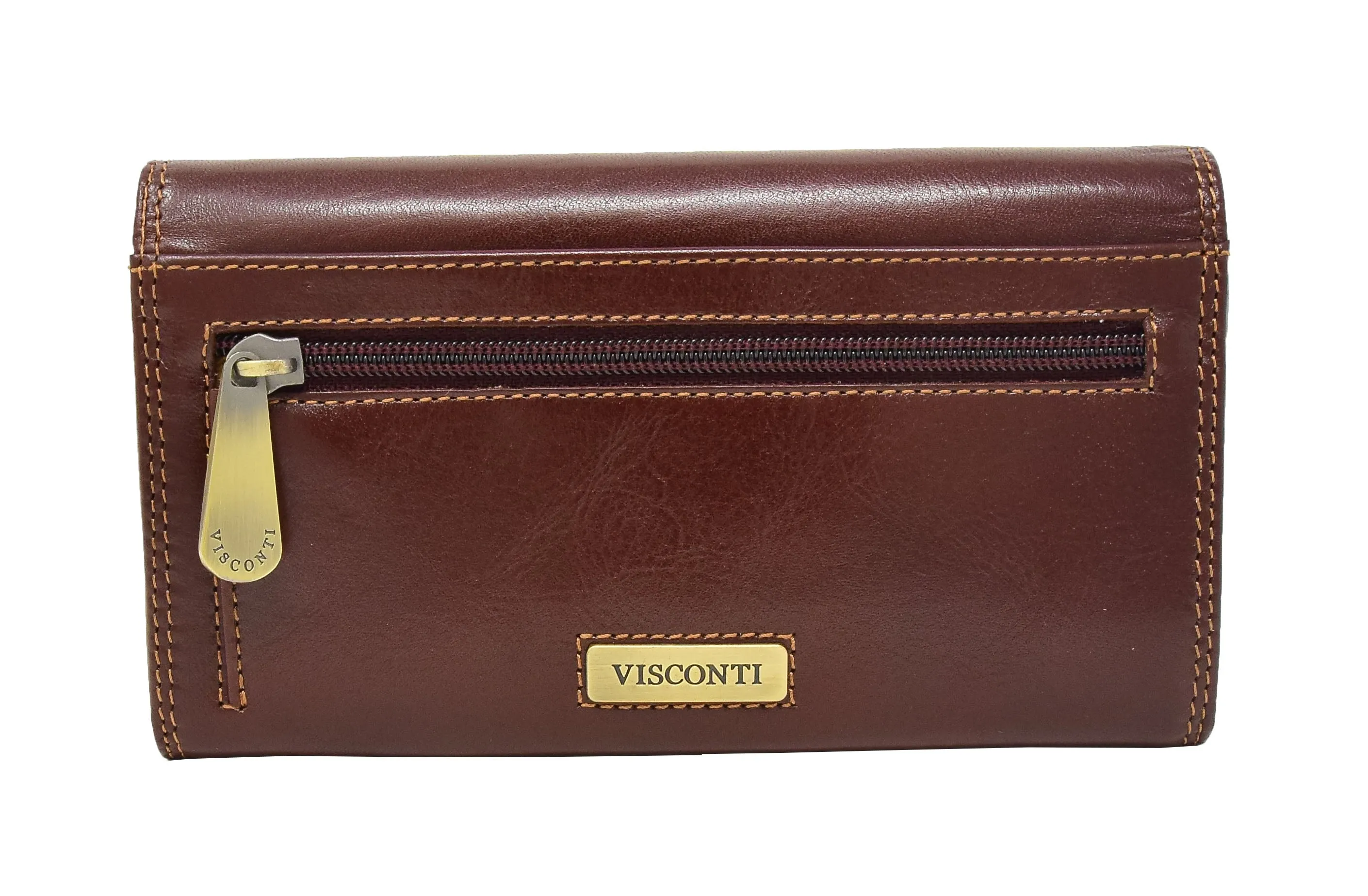 DR432 Women's Envelope Style Leather Purse Brown