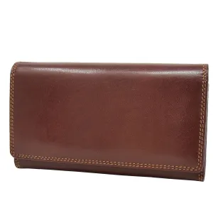 DR432 Women's Envelope Style Leather Purse Brown