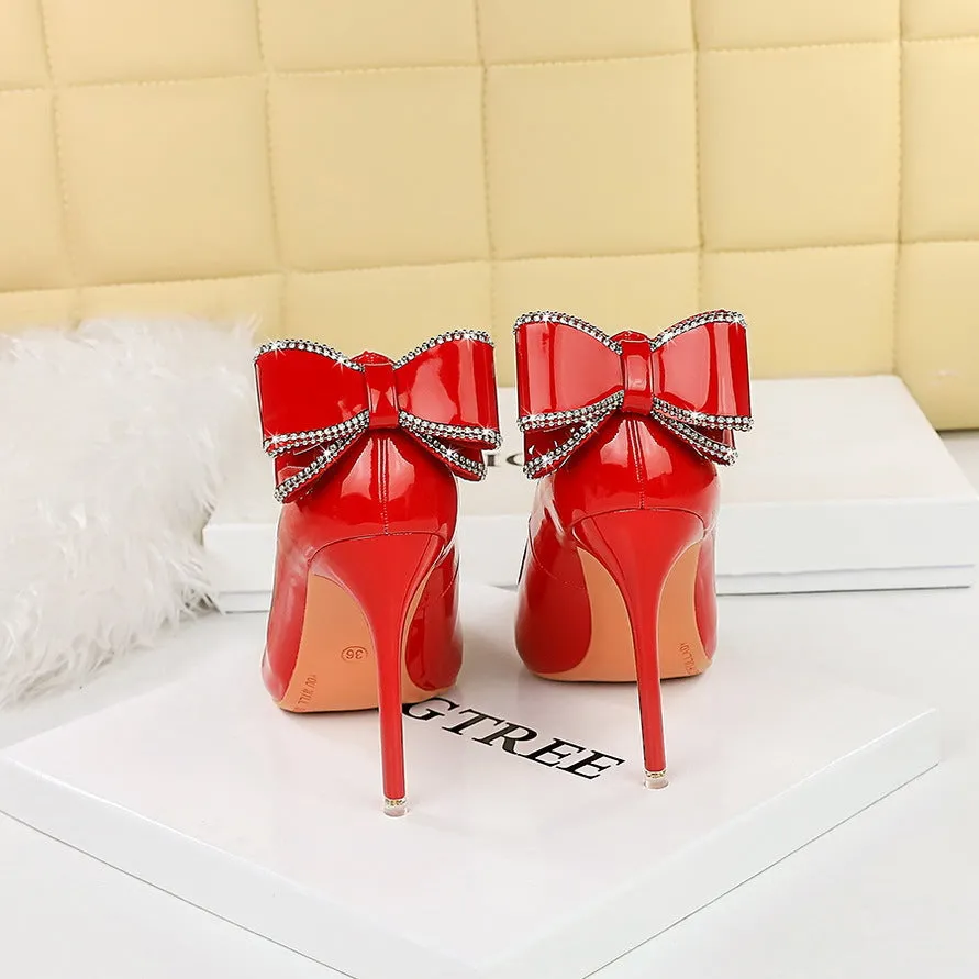 Elegant Shallow Mouth and Bowknot Detail Pointed-toe Stiletto Heels Shoes