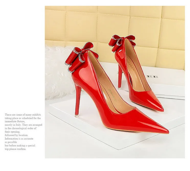 Elegant Shallow Mouth and Bowknot Detail Pointed-toe Stiletto Heels Shoes