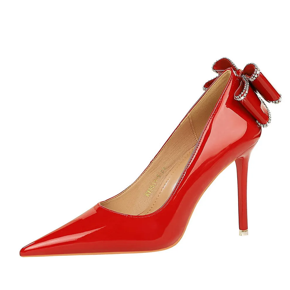 Elegant Shallow Mouth and Bowknot Detail Pointed-toe Stiletto Heels Shoes