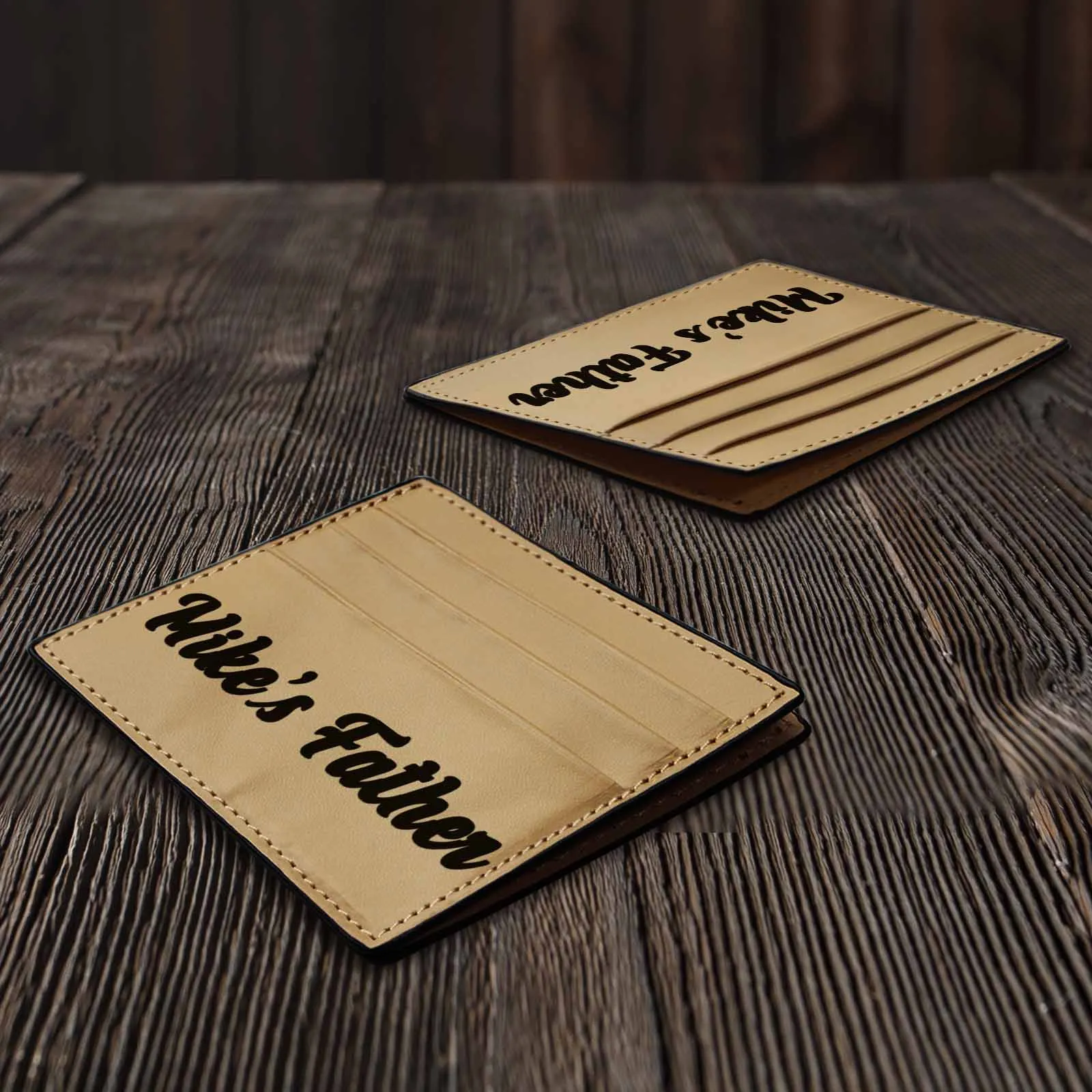 Father's Day Gifts | Personalized Name Front Pocket Minimalist Leather Slim Wallet Credit Card Holder Pocket Wallets for Dad
