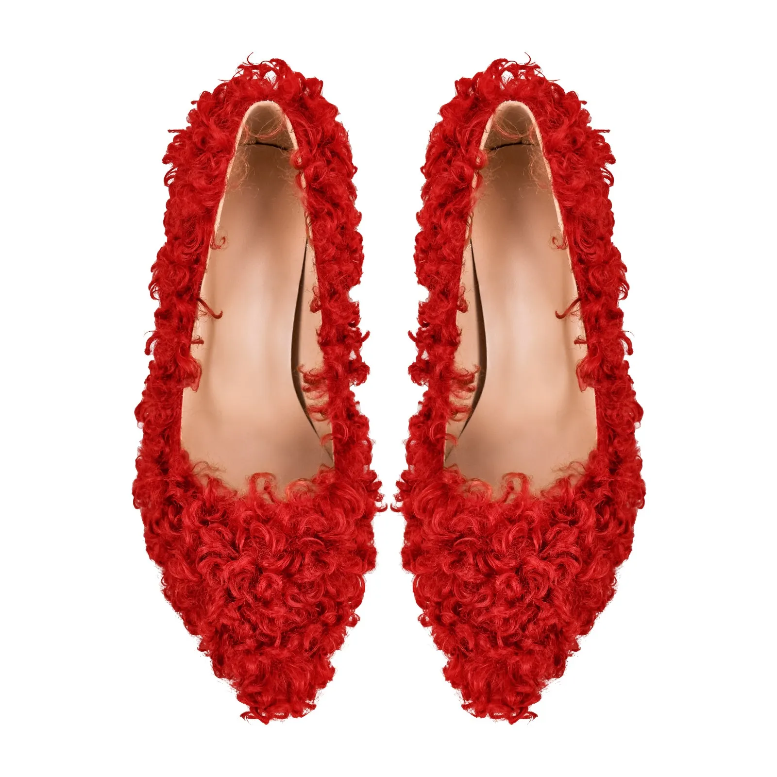 Fluffy Pointed Toe Stiletto High Heel Pumps