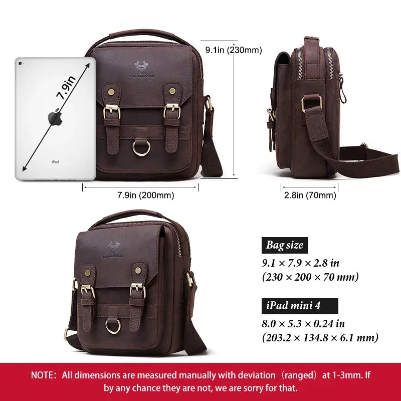 Genuine Leather Men Shoulder Messenger Bag Vintage Male Crossbody Bags