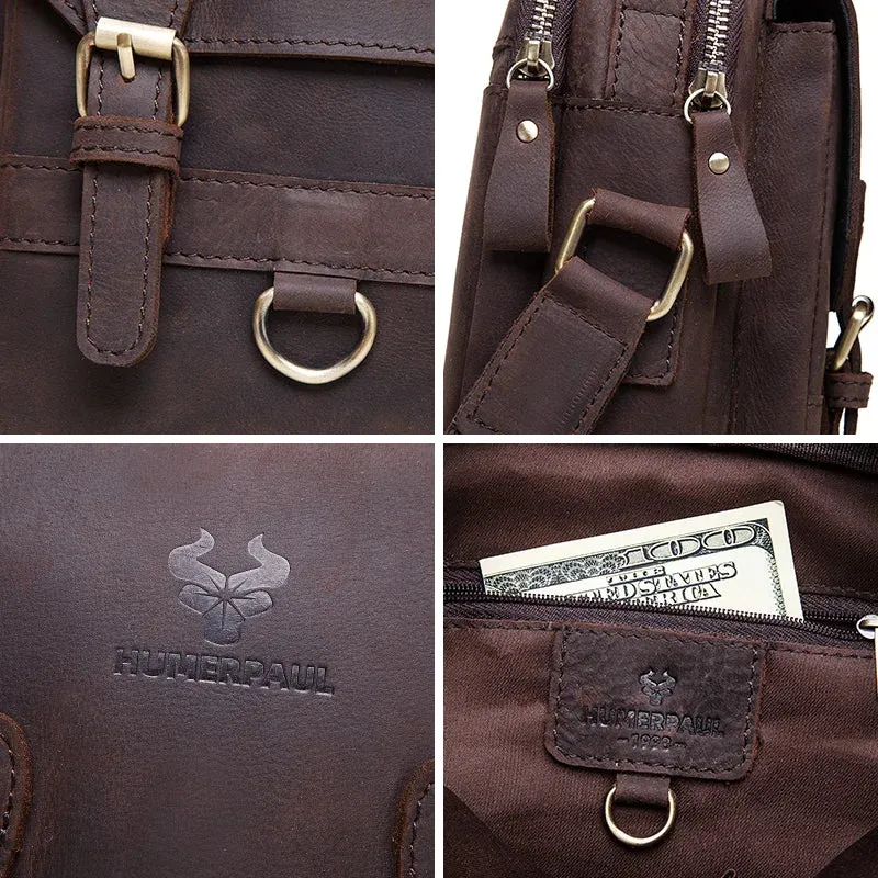 Genuine Leather Men Shoulder Messenger Bag Vintage Male Crossbody Bags