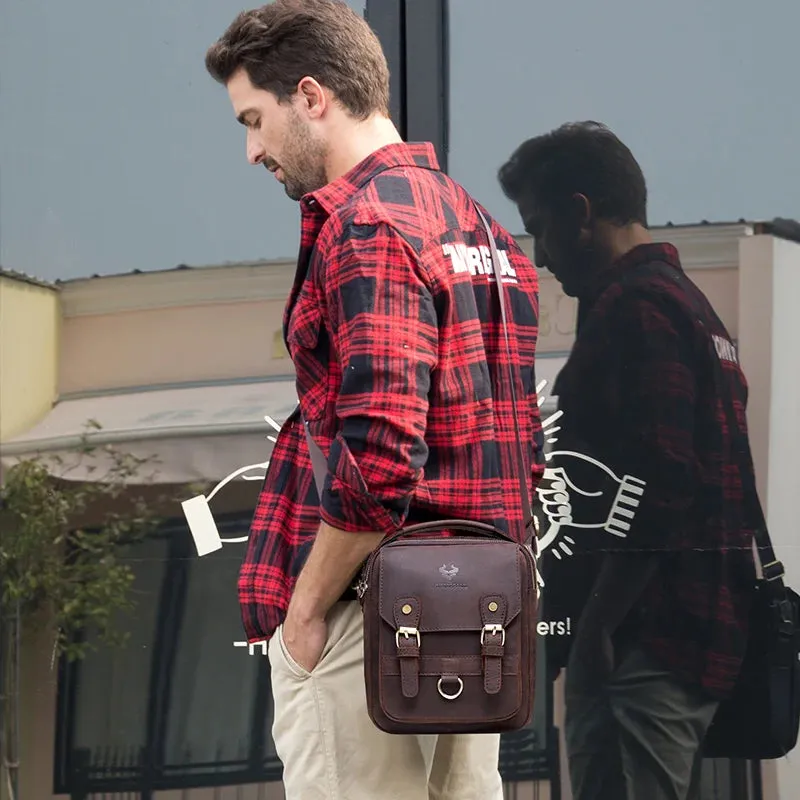 Genuine Leather Men Shoulder Messenger Bag Vintage Male Crossbody Bags