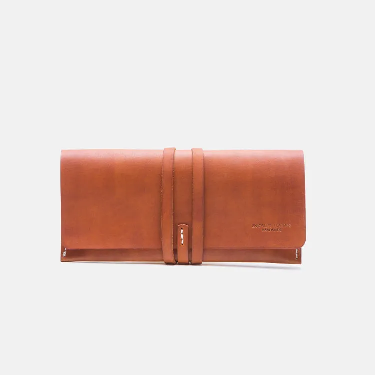 Handmade Ladies Pink Leather Long Wallets Clutch Bags Purses for Women