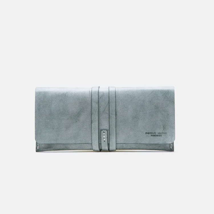 Handmade Ladies Pink Leather Long Wallets Clutch Bags Purses for Women