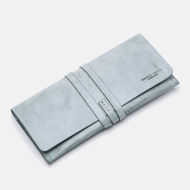 Handmade Ladies Pink Leather Long Wallets Clutch Bags Purses for Women