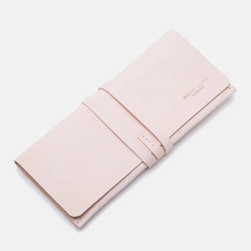 Handmade Ladies Pink Leather Long Wallets Clutch Bags Purses for Women